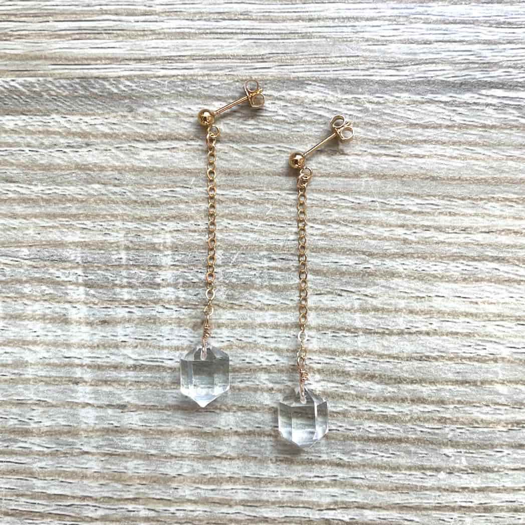 Boucles d'oreilles Cristal de roche taille Herkimer