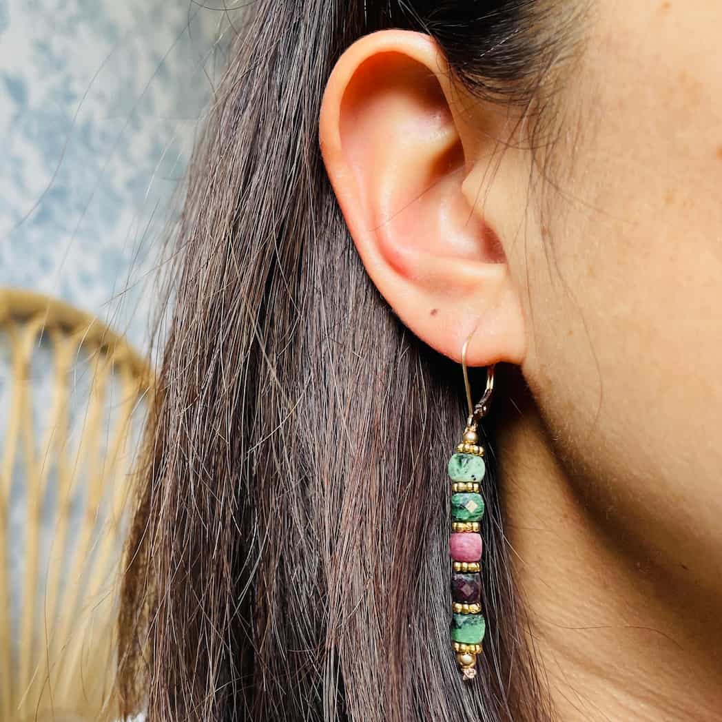 Boucles d'oreilles en Rubis Zoïsite