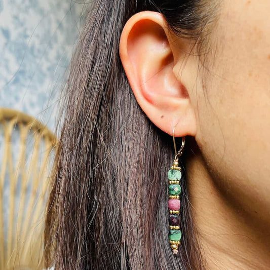 Boucles d'oreilles en Rubis Zoïsite