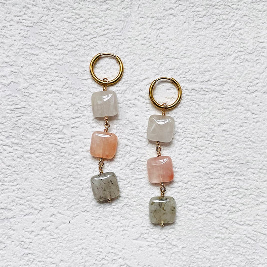 Boucles d’oreilles Pierre de Lune orangée – Vitalité & créativité - Icy