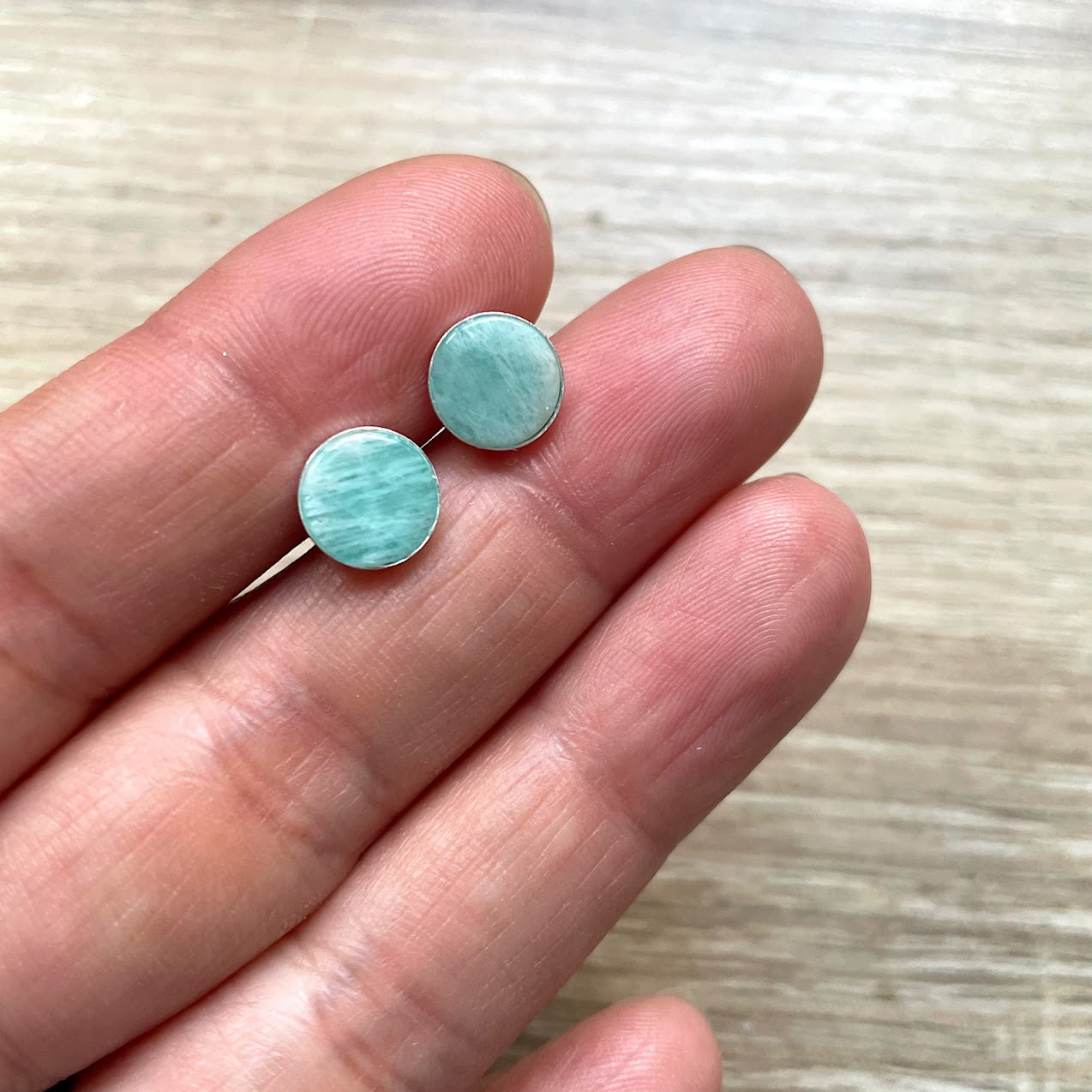 Boucles d'oreilles puces en Amazonite et argent