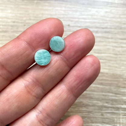 Boucles d'oreilles puces en Amazonite et argent