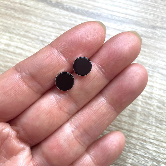 Boucles d'oreilles puces en Onyx noir et argent