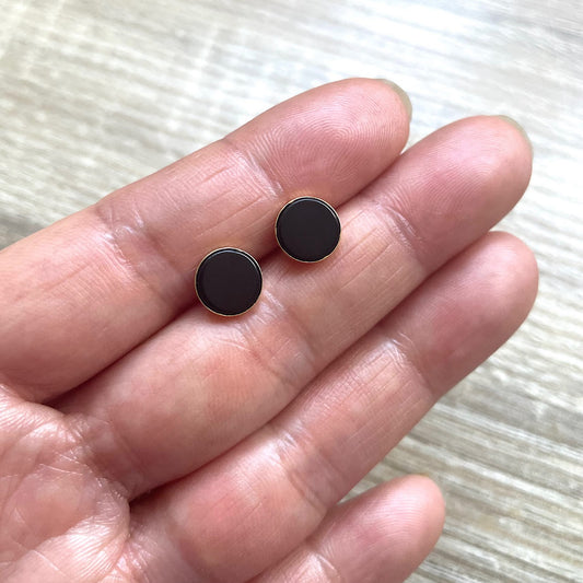 Boucles d'oreilles puces en Onyx noir