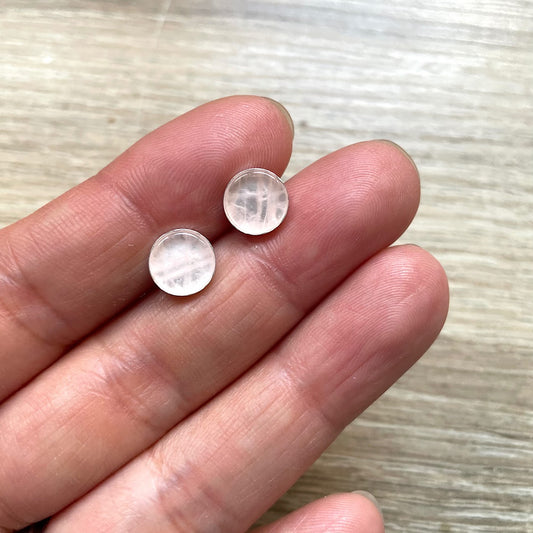 Boucles d'oreilles puces en Quartz rose et argent