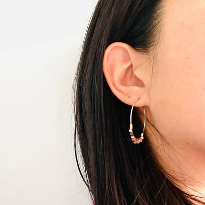 Boucles d'oreilles en Tourmaline multicolore