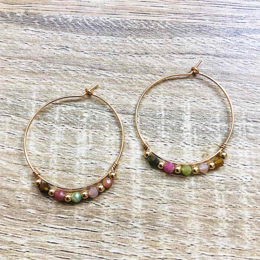Boucles d'oreilles en Tourmaline multicolore