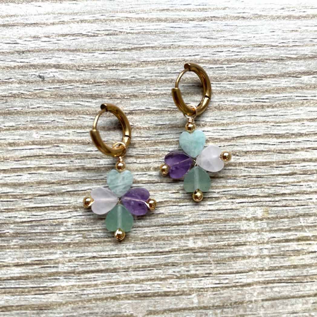 Boucles d'oreilles pierres naturelles multicolores
