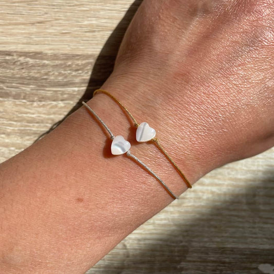 Bracelet Merci cœur nacre