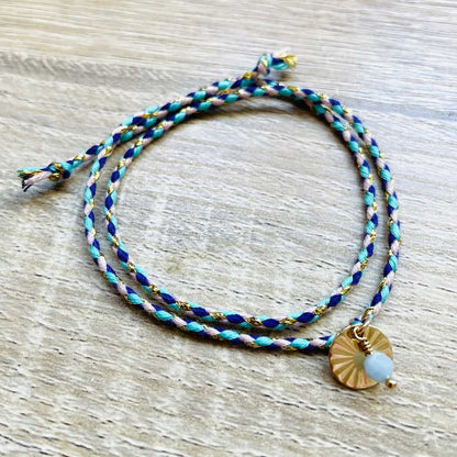 Bracelet en Aigue marine bleu ciel, pierre de naissance du mois de Mars