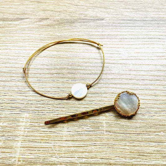 Parure bracelet et barrette Nacre Apaisement