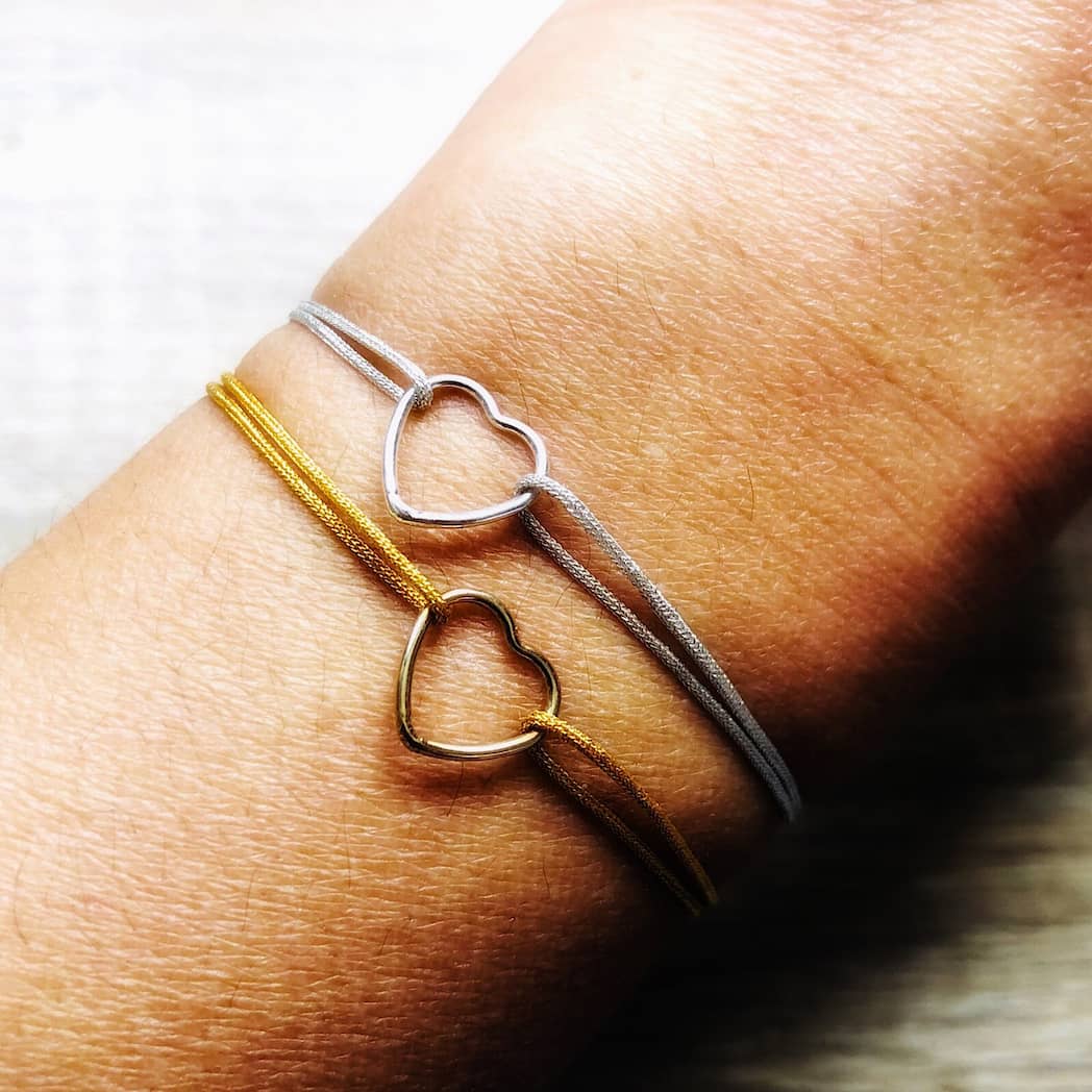 Bracelet cœur doré ou argenté