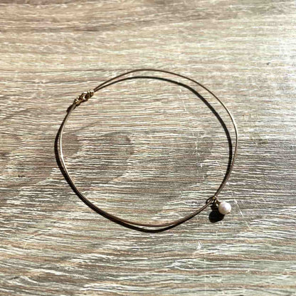 Bracelet jonc Juin perle blanche