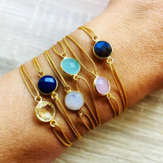 Bracelets pierres naturelles lien coulissant