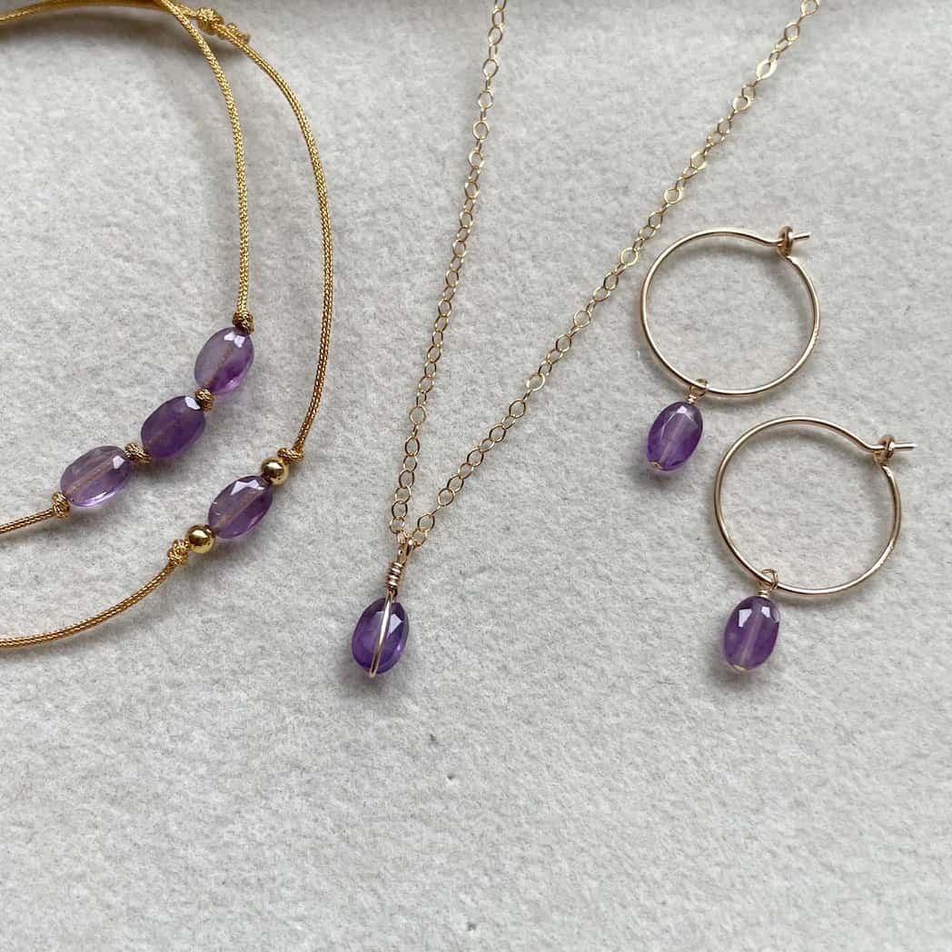 Parure de bijoux en Améthyste violet