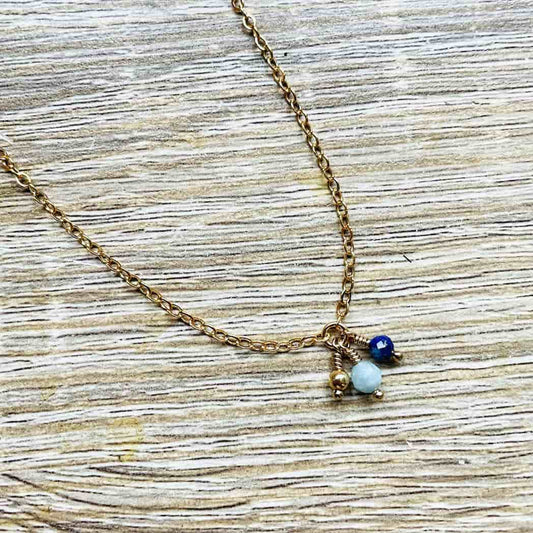 Collier Aigue marine et Lapis Lazuli