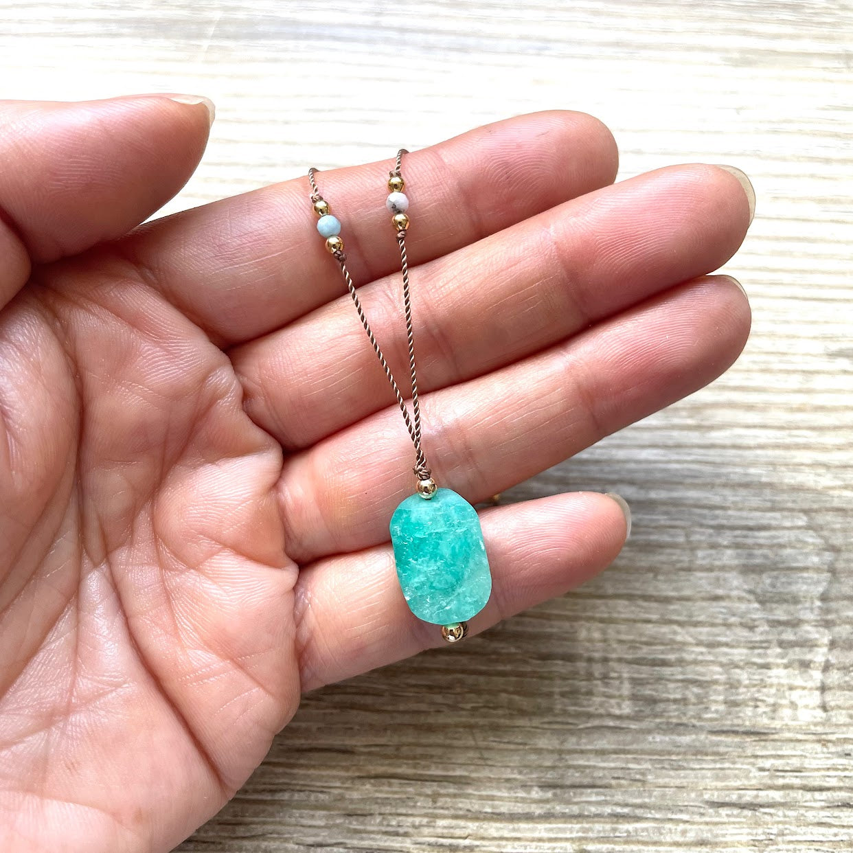 Collier en Amazonite et Aigue marine