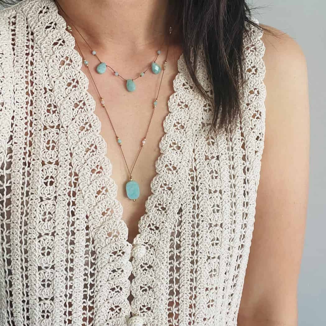 Accumulation de colliers en Amazonite