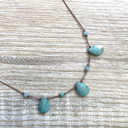 Collier en Amazonite goutte et cordon