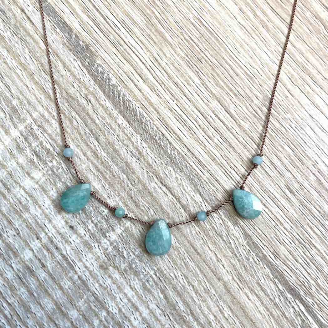 Collier en Amazonite goutte et cordon