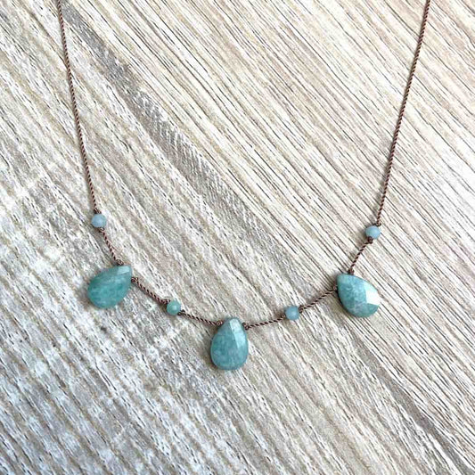 Collier en Amazonite goutte et cordon