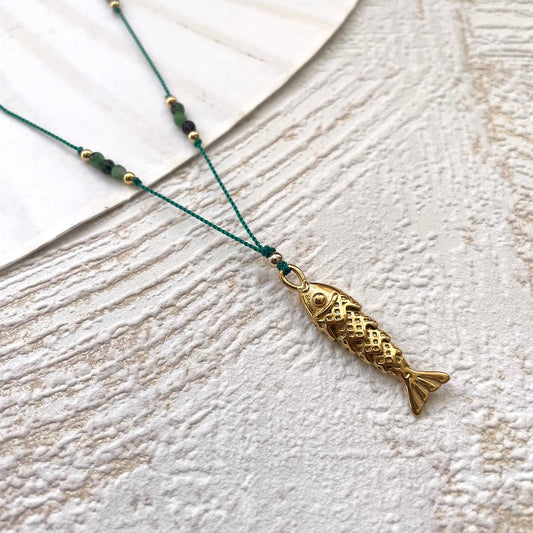 Collier Rubis Zoïsite et Poisson - Transformation et vitalité - Ava