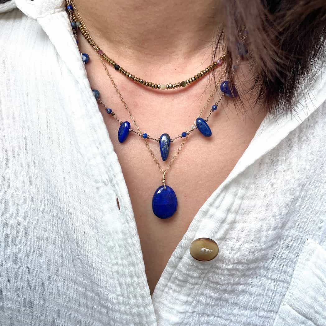 Collier pierre naturelle bleue