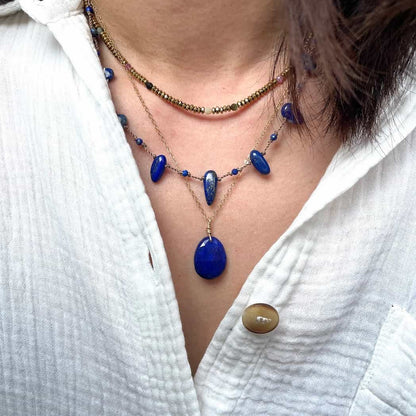 Collier pierre naturelle bleue