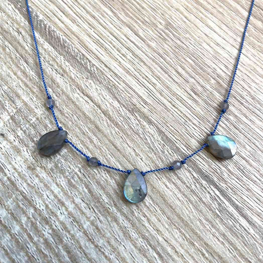Collier Labradorite goutte et cordon