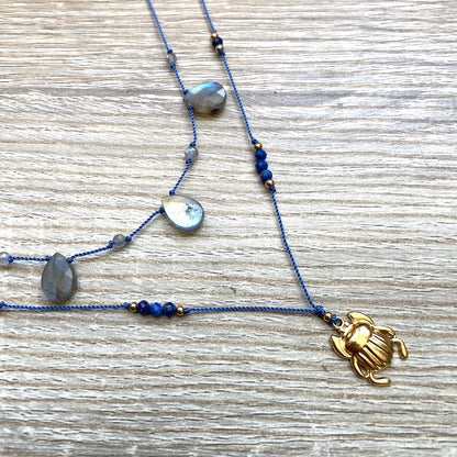 Collier Lapis Lazuli Scarabée - Sagesse et Protection - Ava