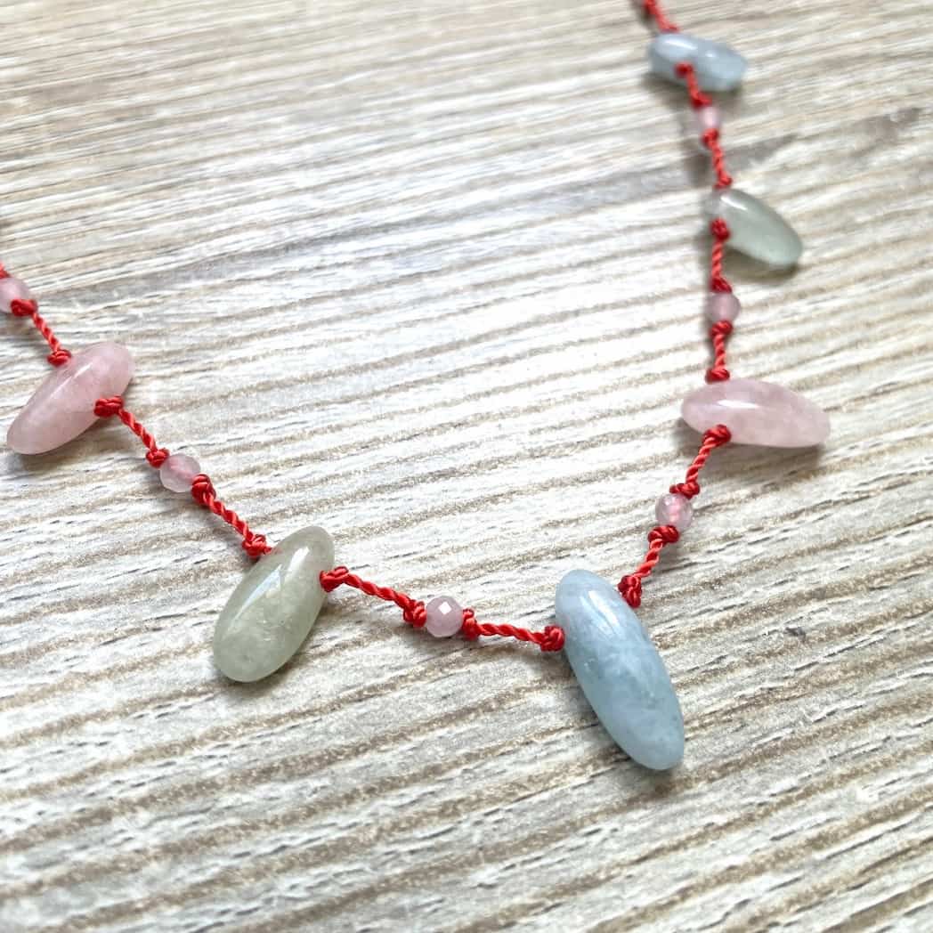 Collier Morganite rose et bleu