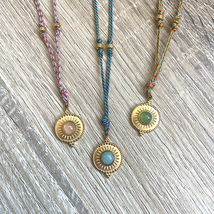 Colliers cordon multicolore pierres naturelles