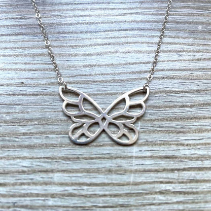 Collier papillon en argent massif