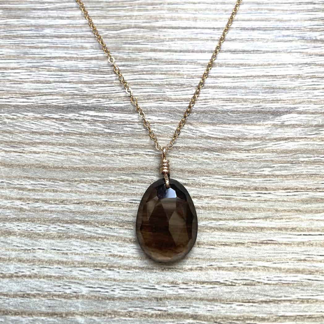 Collier pendentif en Quartz fumé