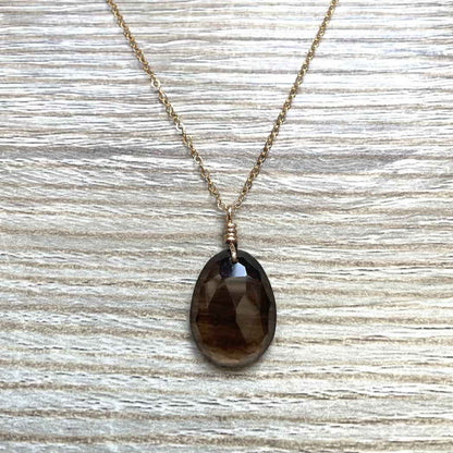 Collier pendentif en Quartz fumé