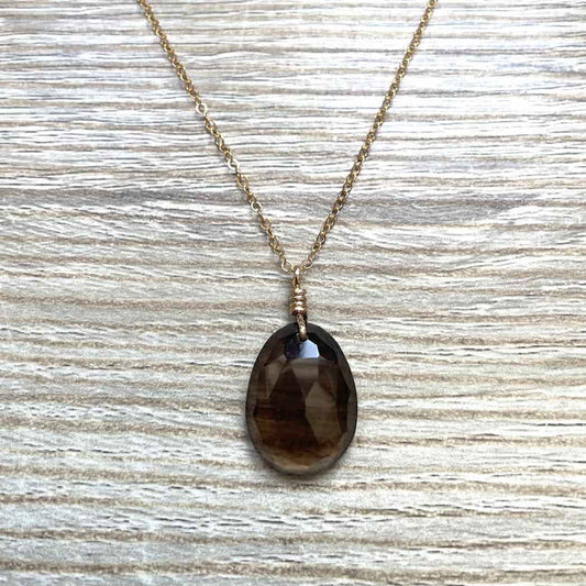 Collier pendentif en Quartz fumé