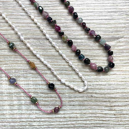 Collier pierre naturelle rose