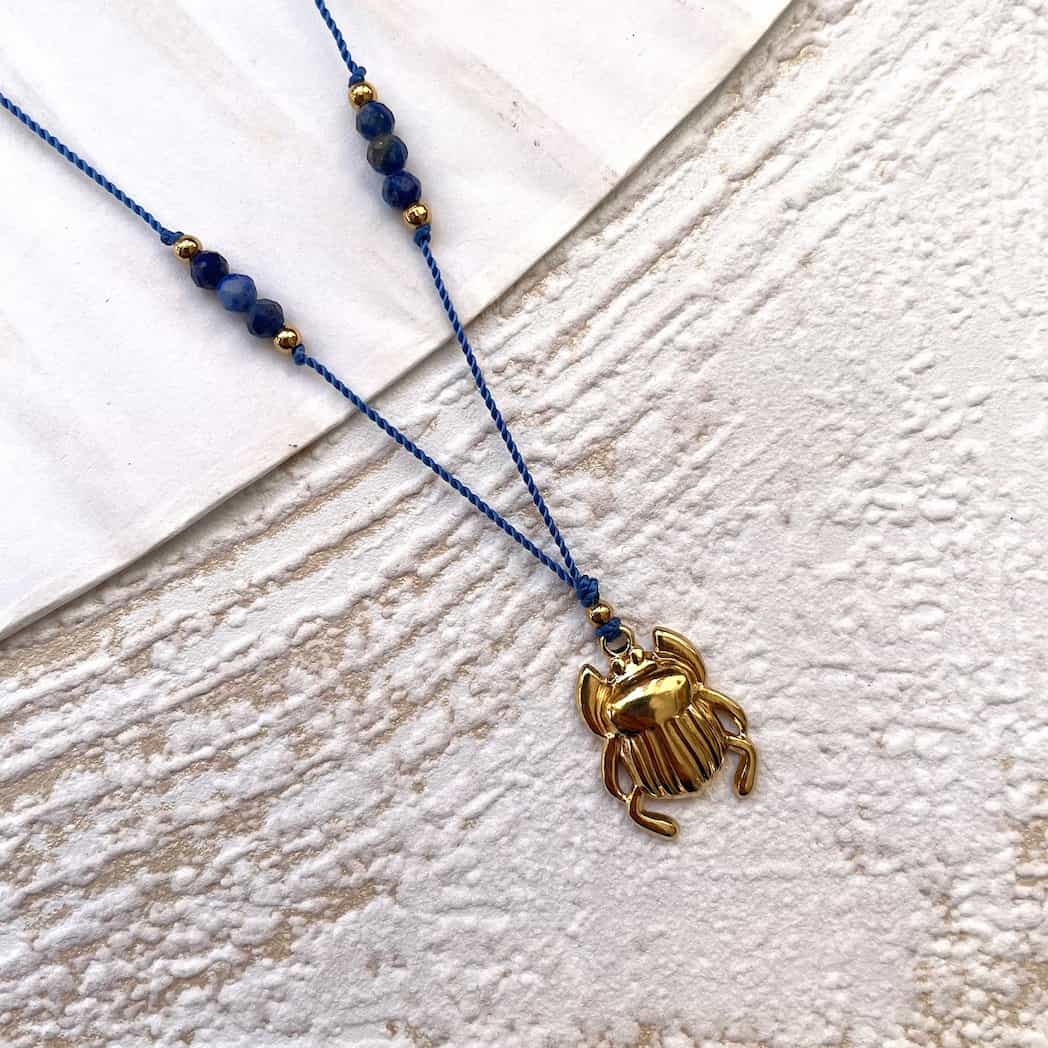 Collier Scarabée et Lapis Lazuli 