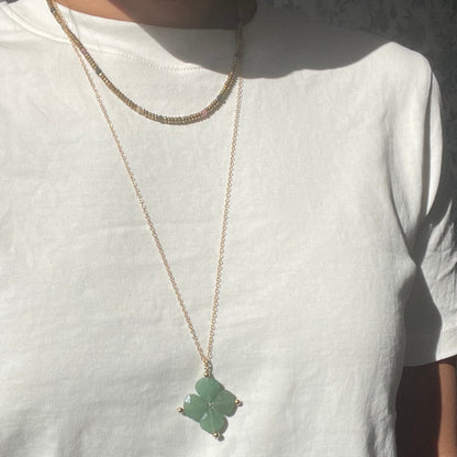 Collier trèfle Aventurine verte