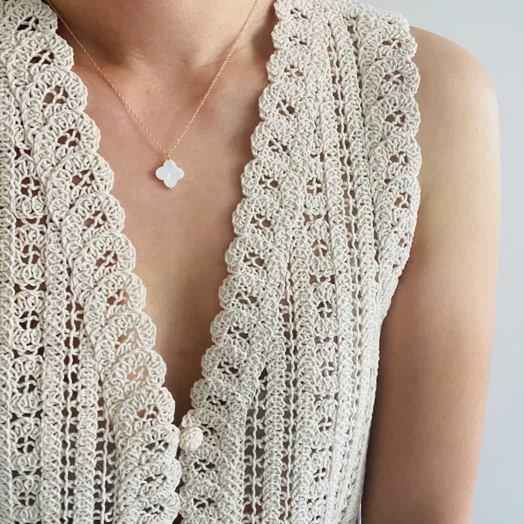 Collier trèfle nacre blanche
