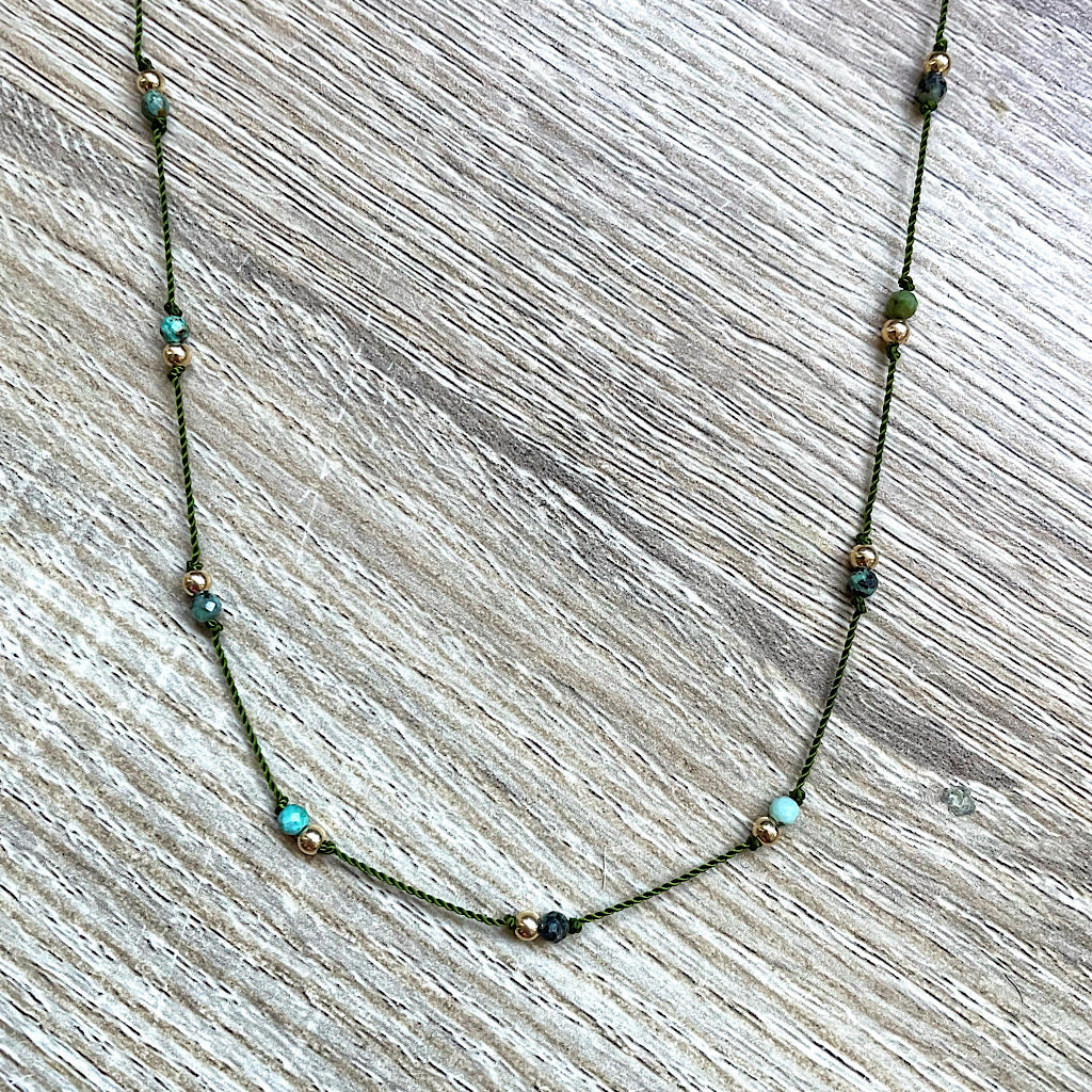Collier en Turquoise africaine de style tibétain
