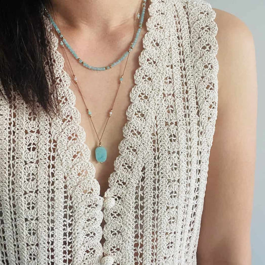 Ensemble de colliers Amazonite et aigue marine