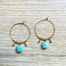 Charger l&#39;image dans la galerie, Créoles Amazonite plaqué or Carrie