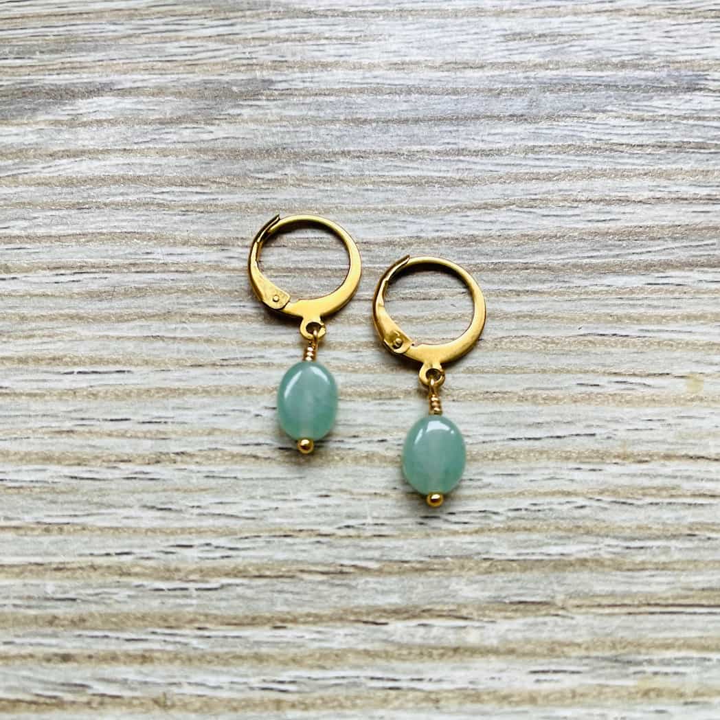 Créoles en Aventurine verte