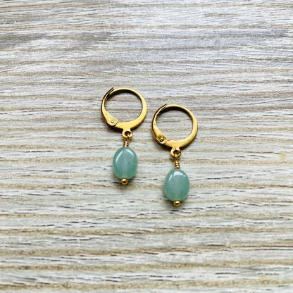 Créoles en Aventurine verte