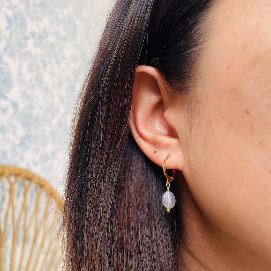 Boucles d'oreilles créoles Labradorite
