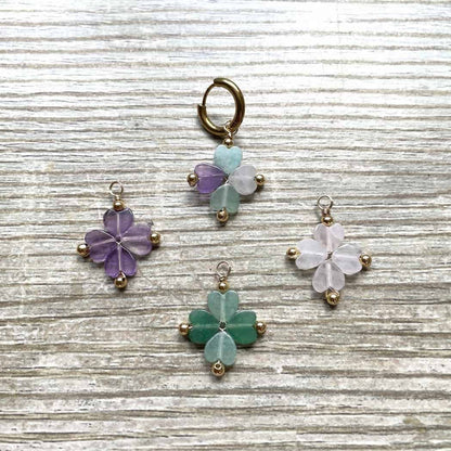 Boucles d'oreilles trèfle en pierres naturelles