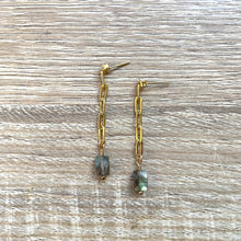 Charger l&#39;image dans la galerie, Puces d’oreilles chaîne épaisse pierres naturelles argent doré