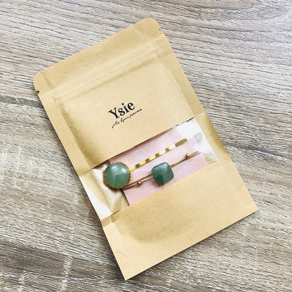 Parure bracelet barrette Aventurine verte Créativité