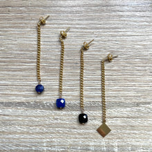 Charger l&#39;image dans la galerie, Puces d’oreilles chaîne pierres naturelles argent doré